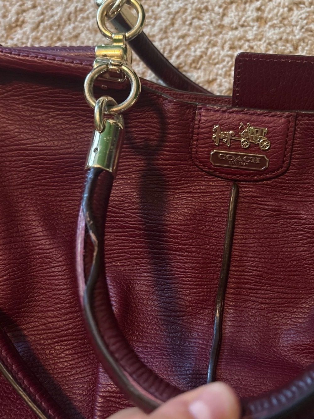 Coach  Leather Satchel in Wine with Gold Hardware - Picture 4 of 6